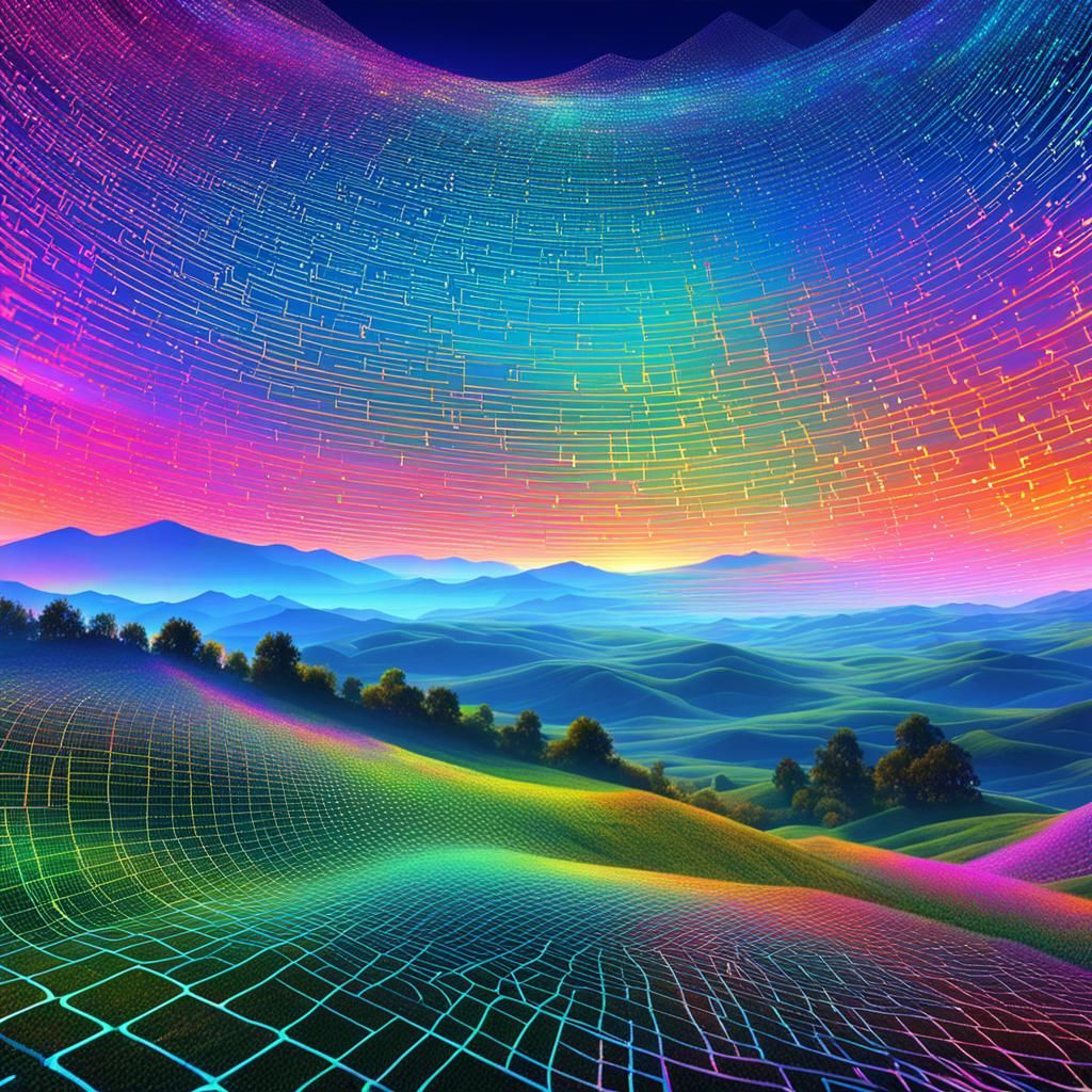 Binary Code Dream cybernetting Sky holographic colorful ench...
