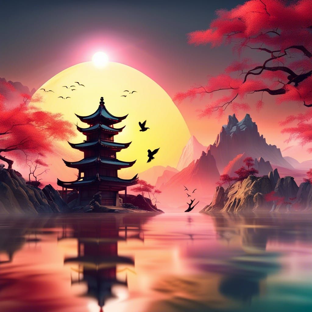 Serene Mountain Landscape - AI Generated Artwork - NightCafe Creator