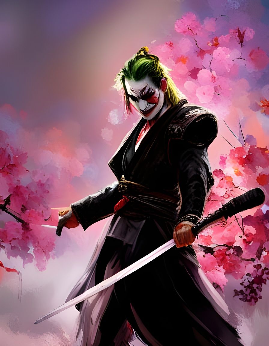 Samurai Joker in feudal Japan  by @Mirk Wood