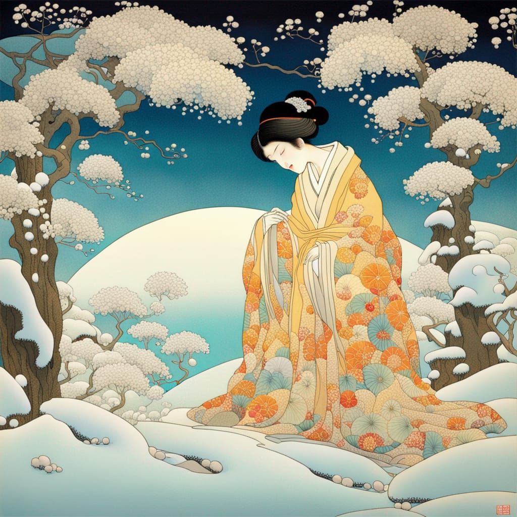 Un jardin en hiver… - AI Generated Artwork - NightCafe Creator