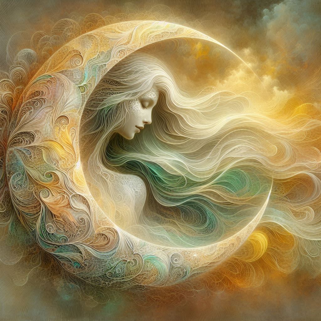 Surreal crescent moon