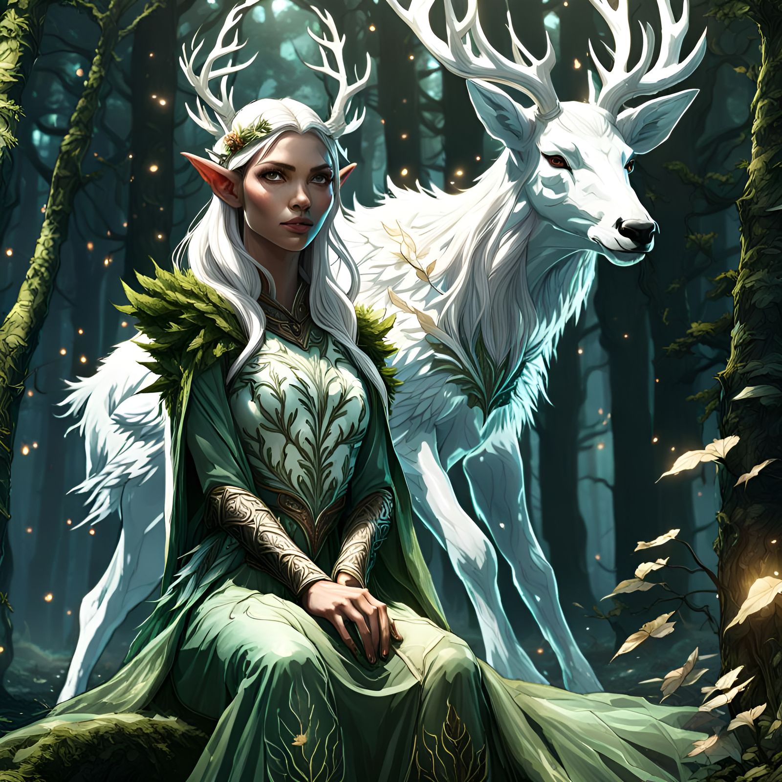 Woodland Elf and The Spirit of the Forest   by @Vidido17