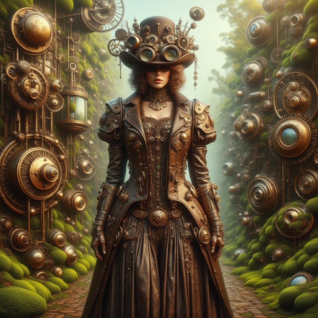 <lora:kak-surrealsteampunk:1.0> steampunk surreal woman outdoors