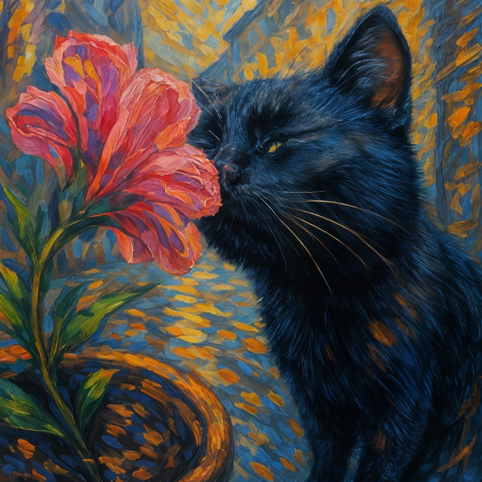 חתול מריח פרח