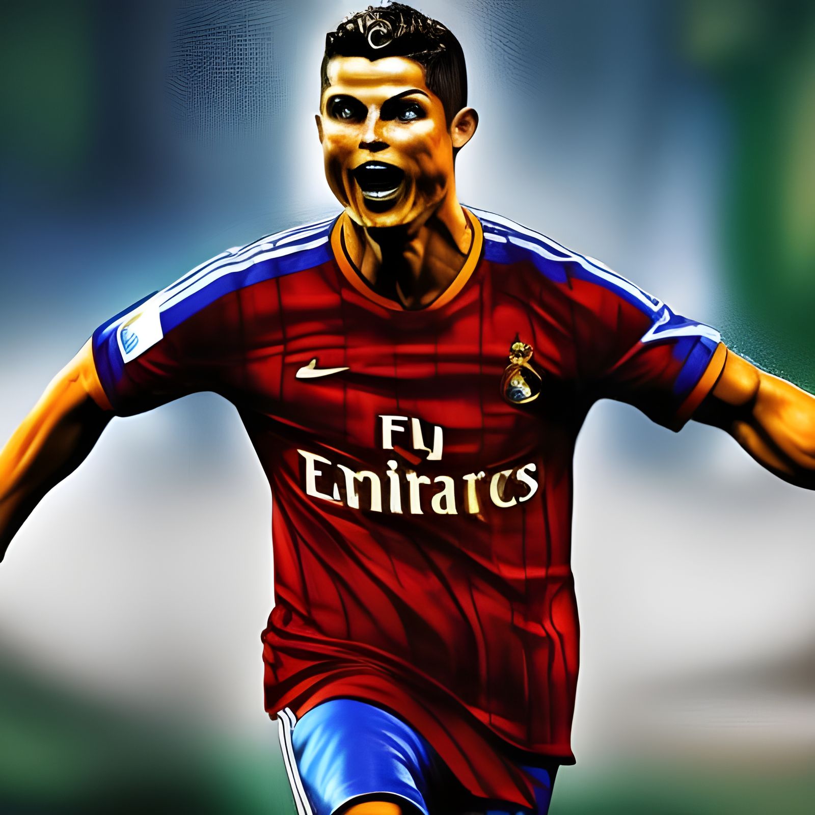 ronaldo is puting goal Hyperrealistic, splash art, concept art, mid ...