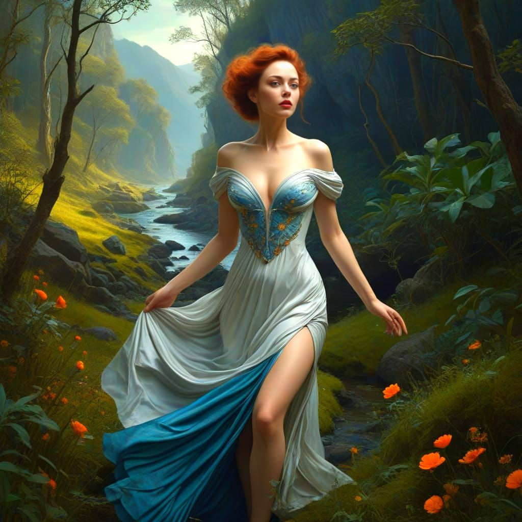 Dynamic Portrait in Surreal Landscape