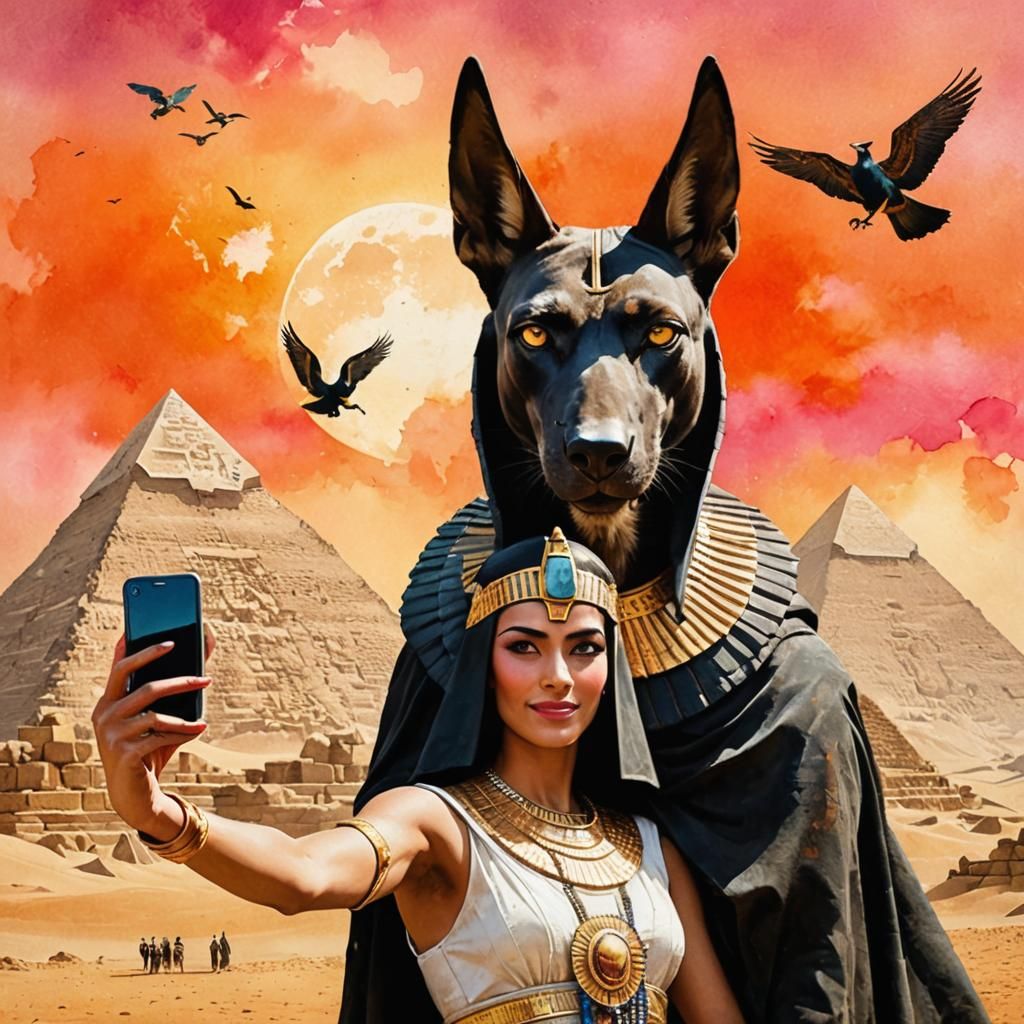 Cleopatra and Anubis selfie 🤳🏻  by @Mariett