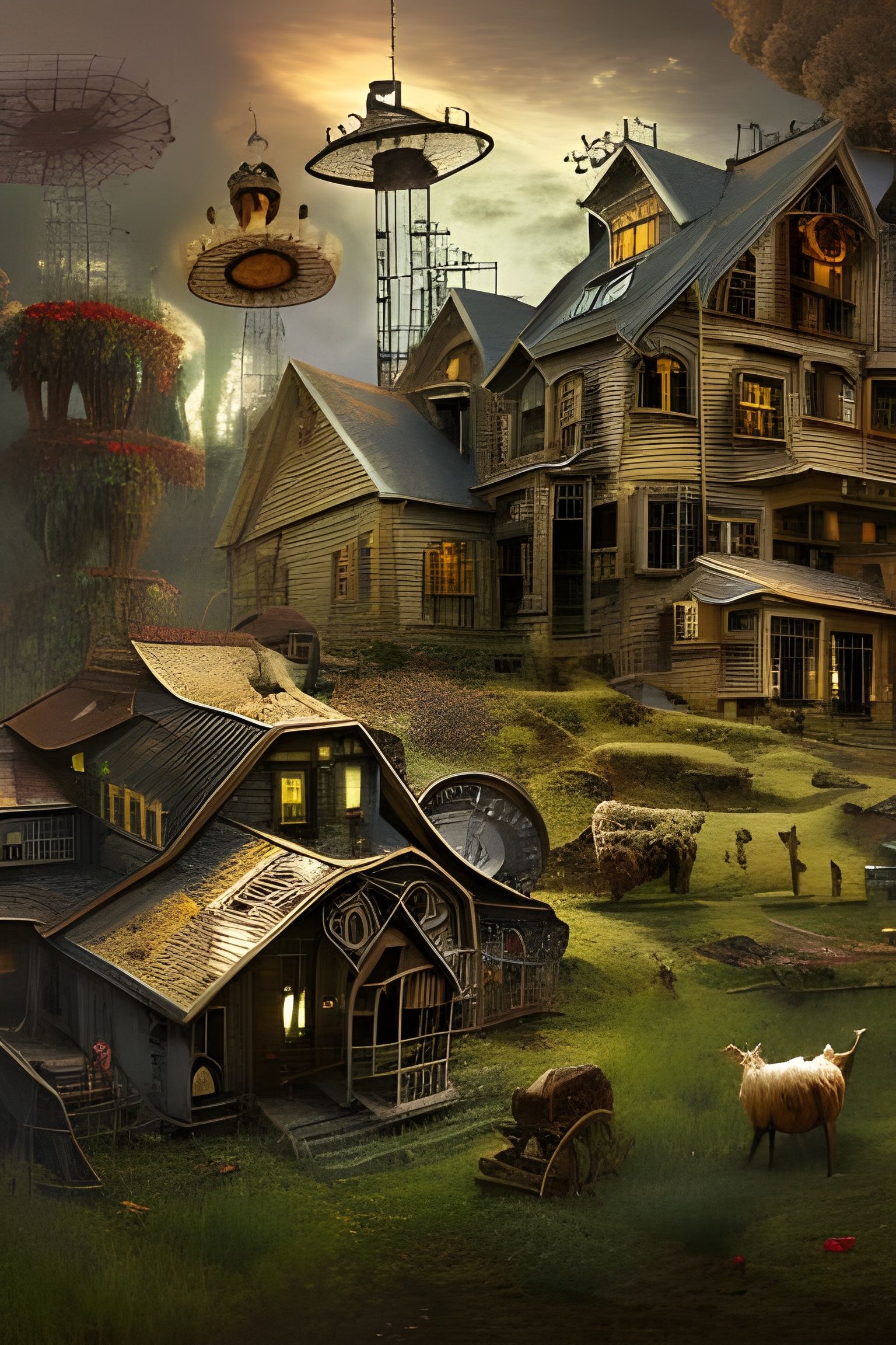 Steampunk Farmhouse - AI Generated Artwork - NightCafe Creator