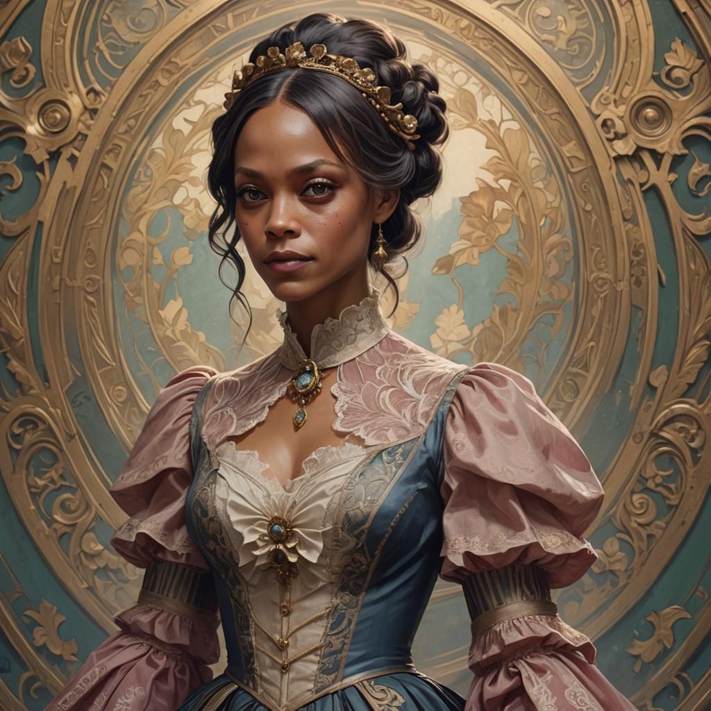 Zoe Saldana in a Victorian dress. 2