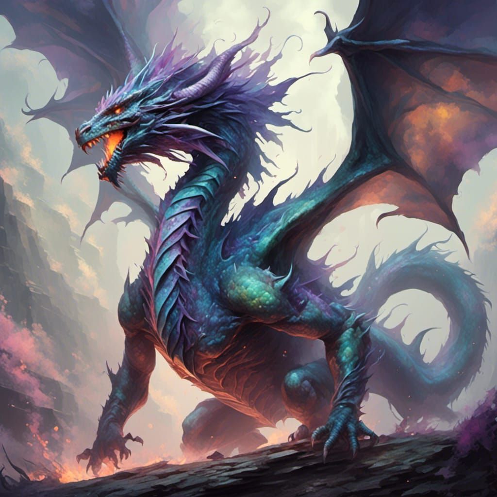 Dragon creature <lora:Smokey watercolor:1.0>