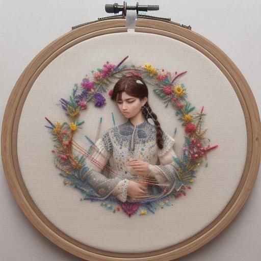 Embroiderer embroidered AI Generated Artwork NightCafe Creator