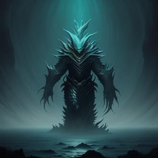 Majestic Jiaolong Swims in Dark Ocean Depths