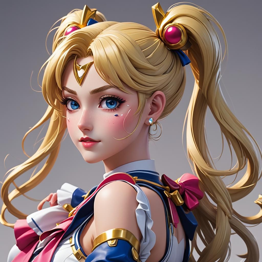 Fortnite-Style Sailor Moon Manga with Ultra-Long Pigtails