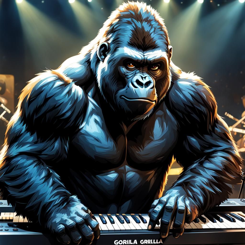 Gorilla listing music a masterpiece, 8k resolution