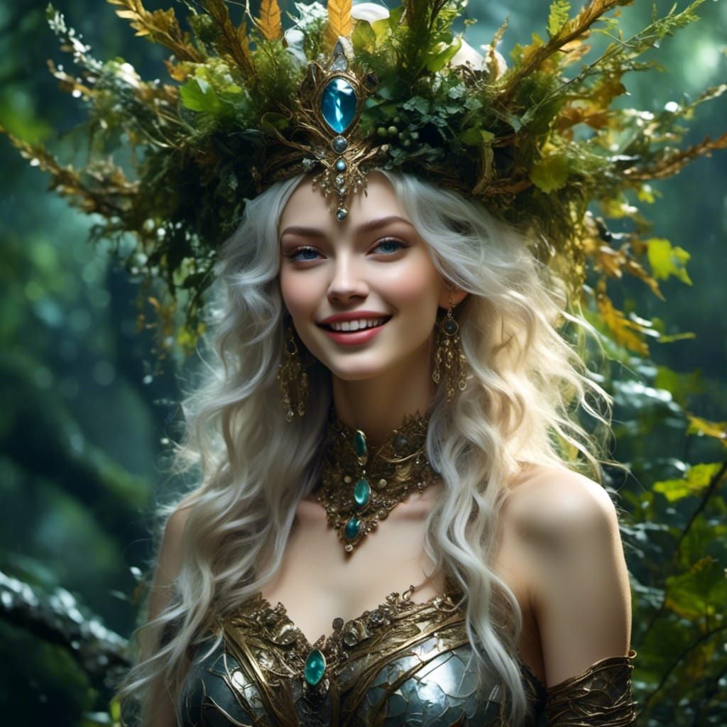 Epic <lora:Wild Thing:1.0> fantasy beautiful queen laughing,  clean lines,  sharp focus