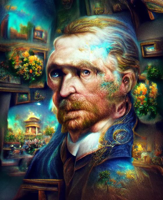 Portrait of Van Gogh in Oil painting, sfumato and tempera painting ...