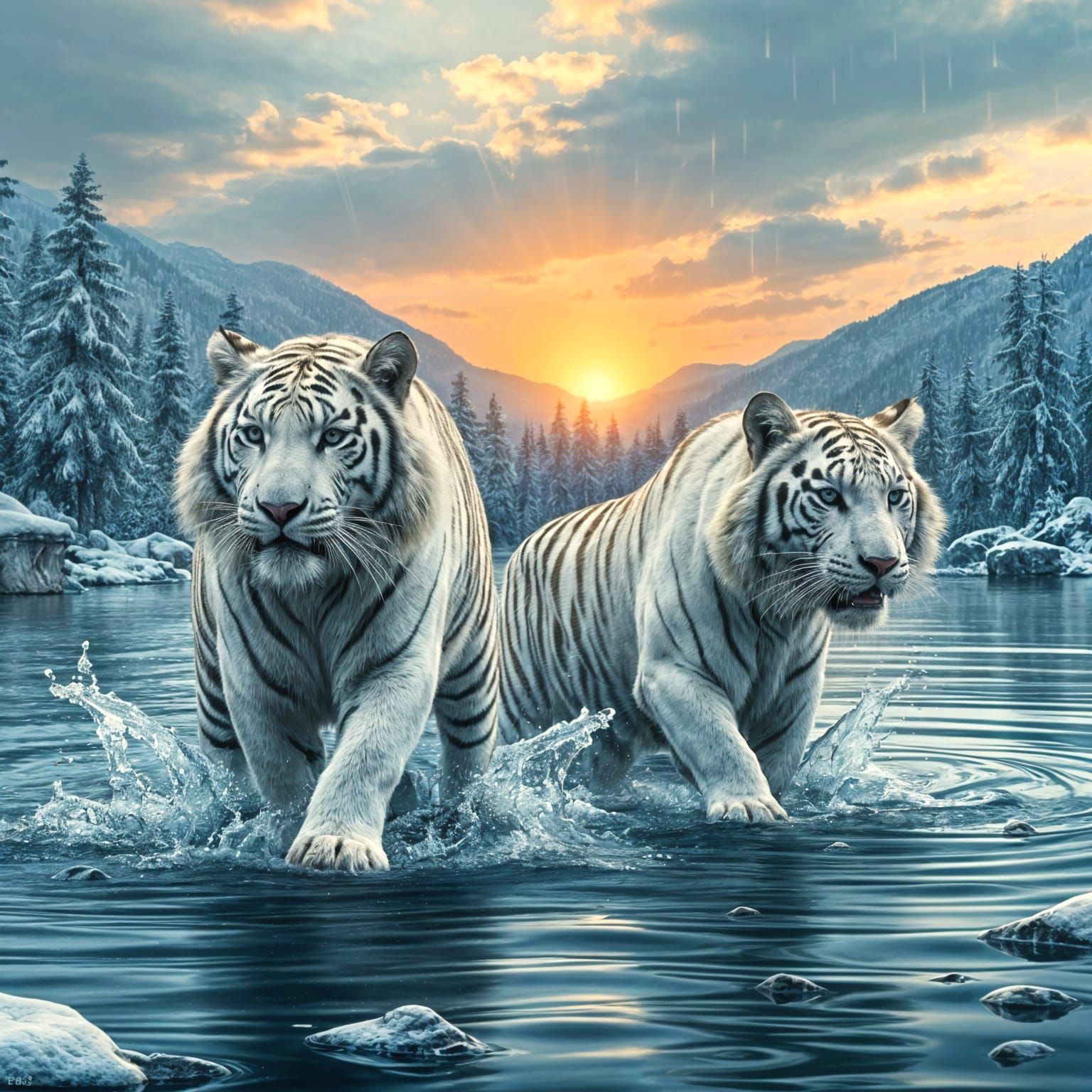 white tigers  by @Vodafox