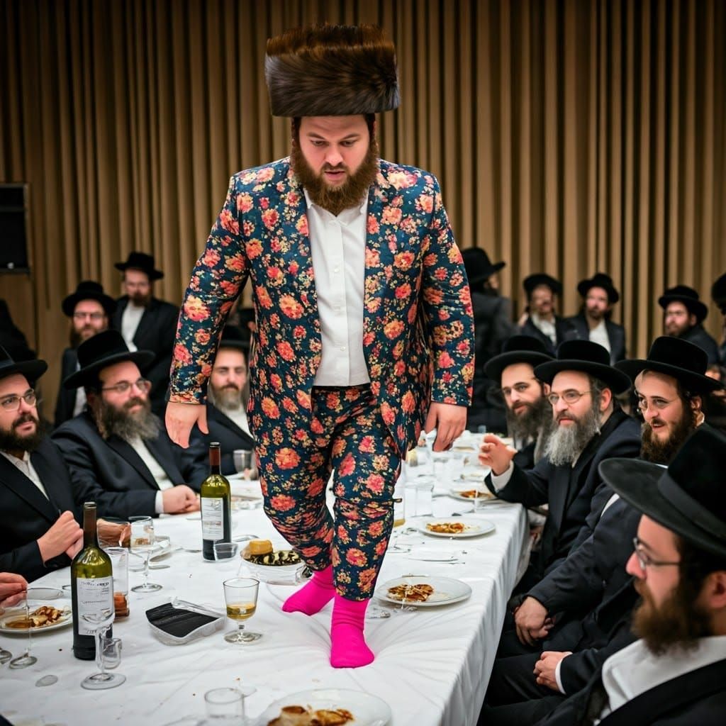 Joyful Rabbi Dances at Purim Celebration
