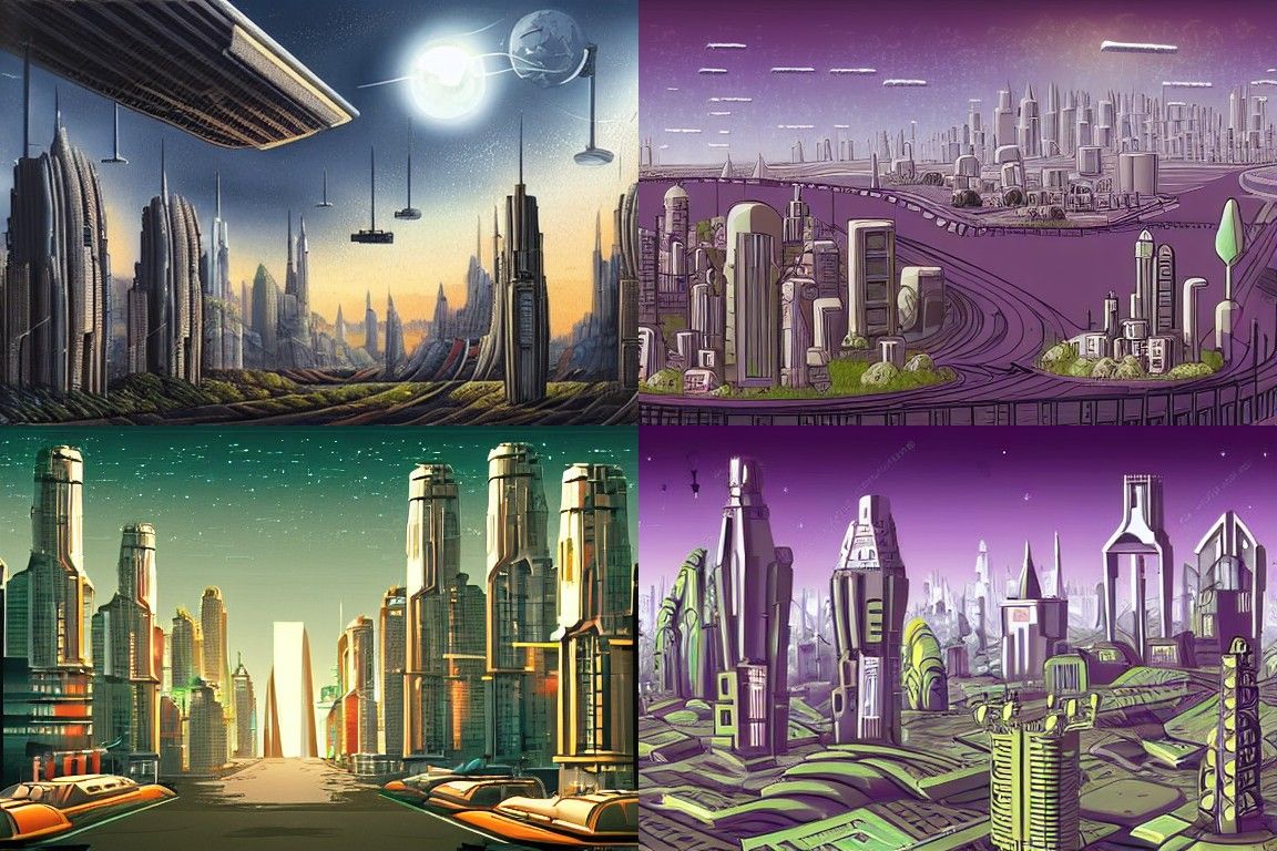 Sci-fi city in the style of Massurrealism