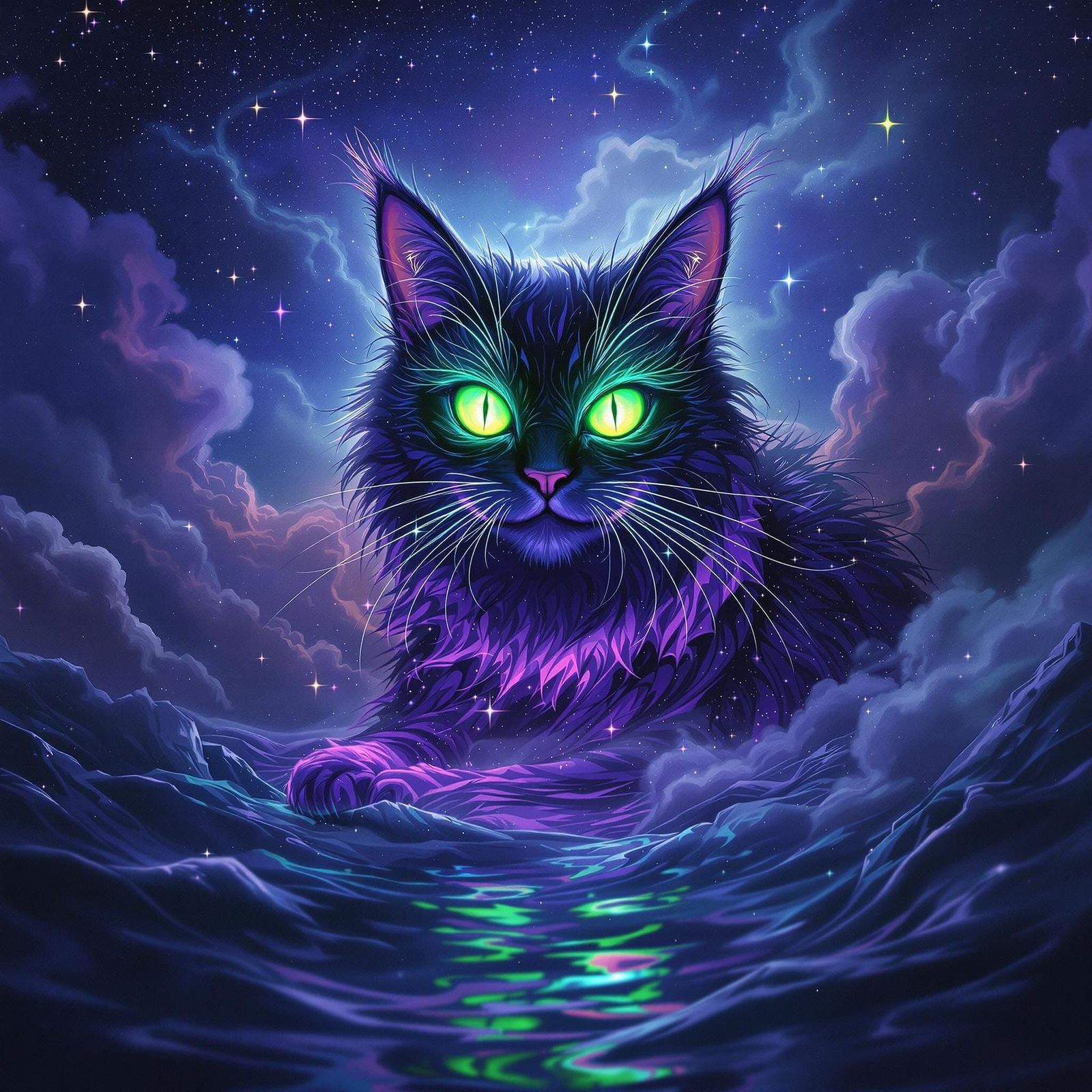 Cosmic Feline Majesty: A Regal, Extraterrestrial Cat