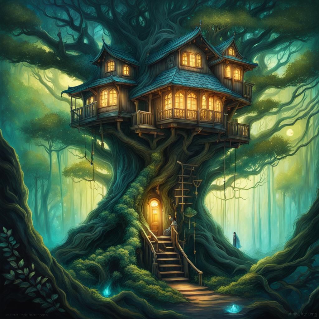 Treehouse - AI Generated Artwork - NightCafe Creator