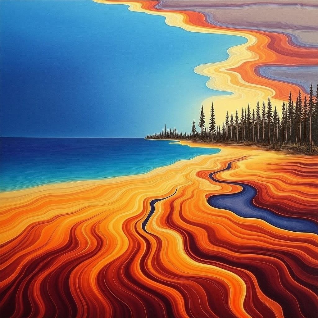 Kaleidoscopic Grand Prismatic Spring: Abstract Expressionist...
