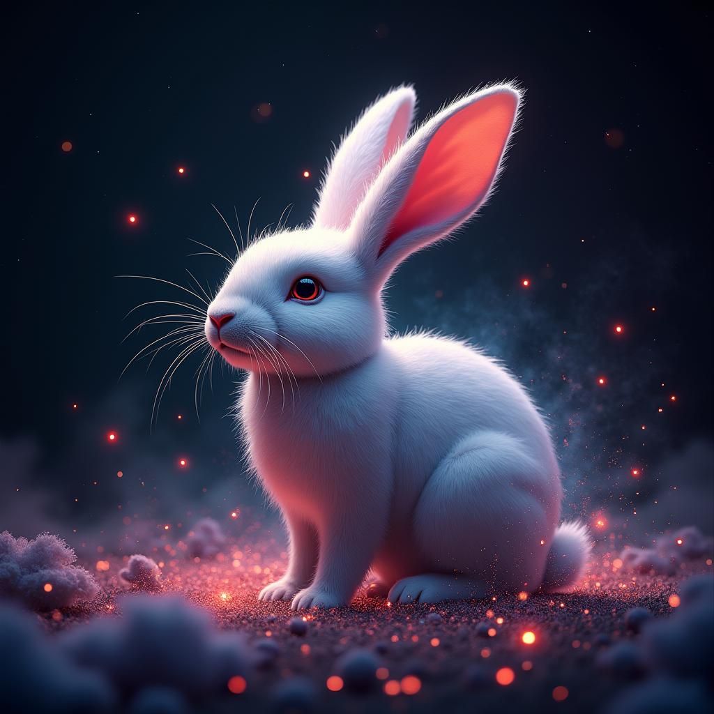 Mythic Rabbit in Cosmic Wonderland: Fantasy Concept Art