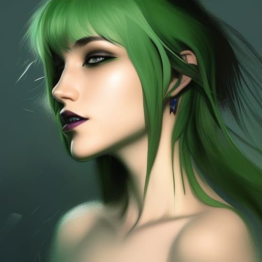 green haired woman - AI Generated Artwork - NightCafe Creator