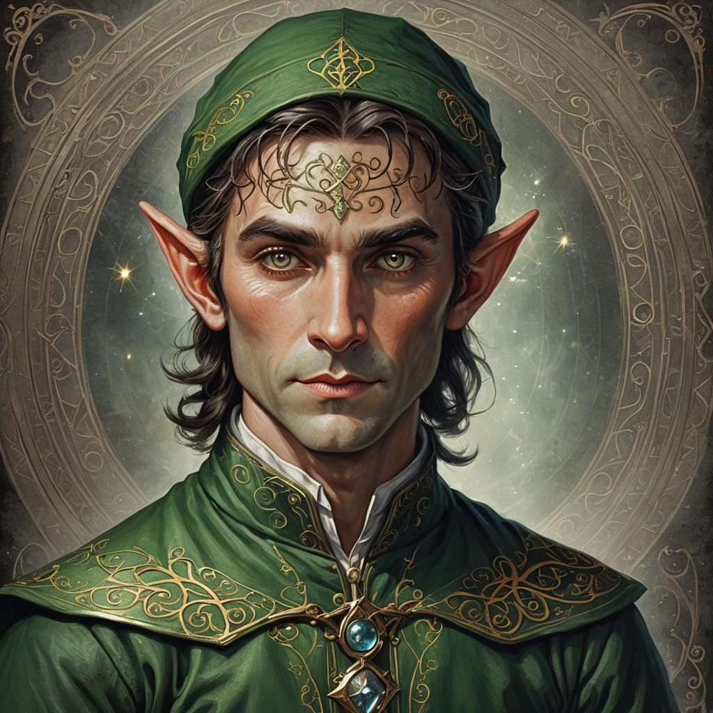 A male Elf, magic, mentalism, mysticism, knowledge