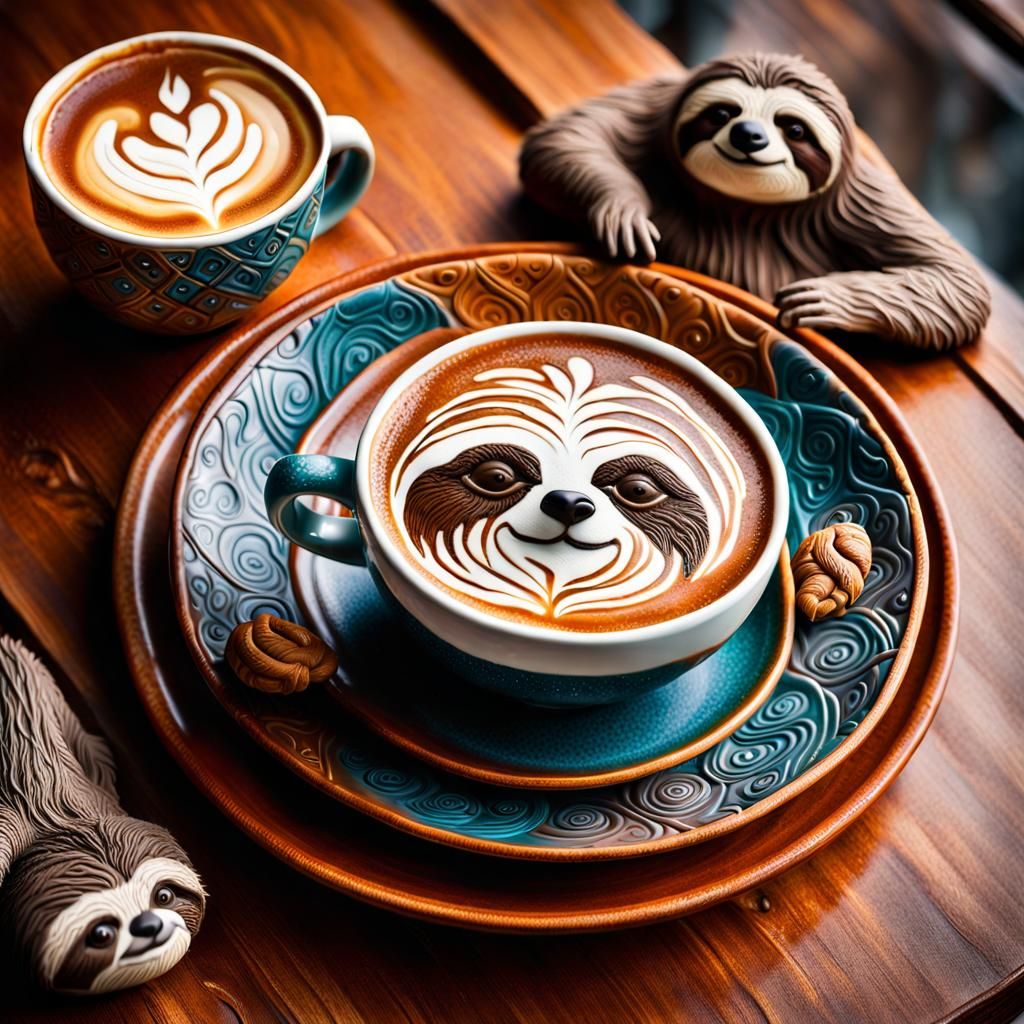 Sloth Coffee - AI Generated Artwork - NightCafe Creator