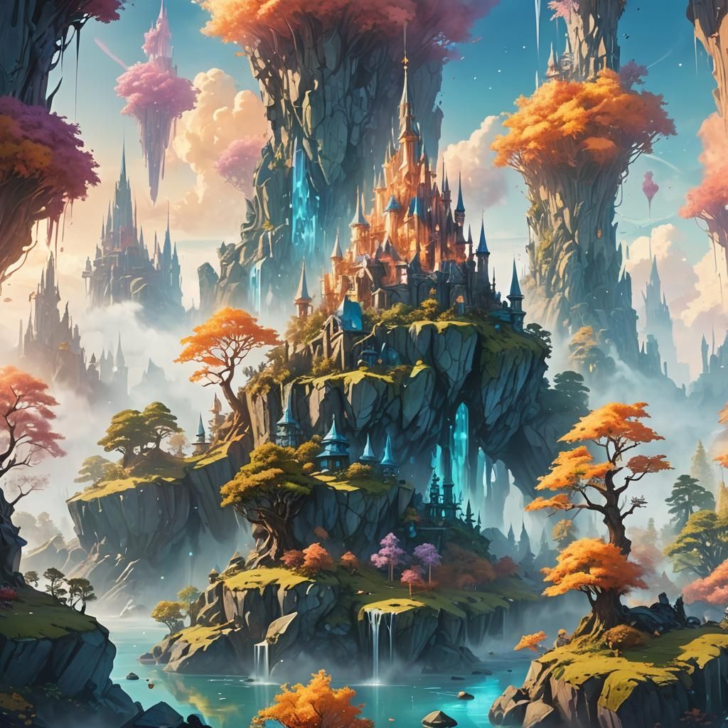 Floating Island Landscape in Surreal Digital Art