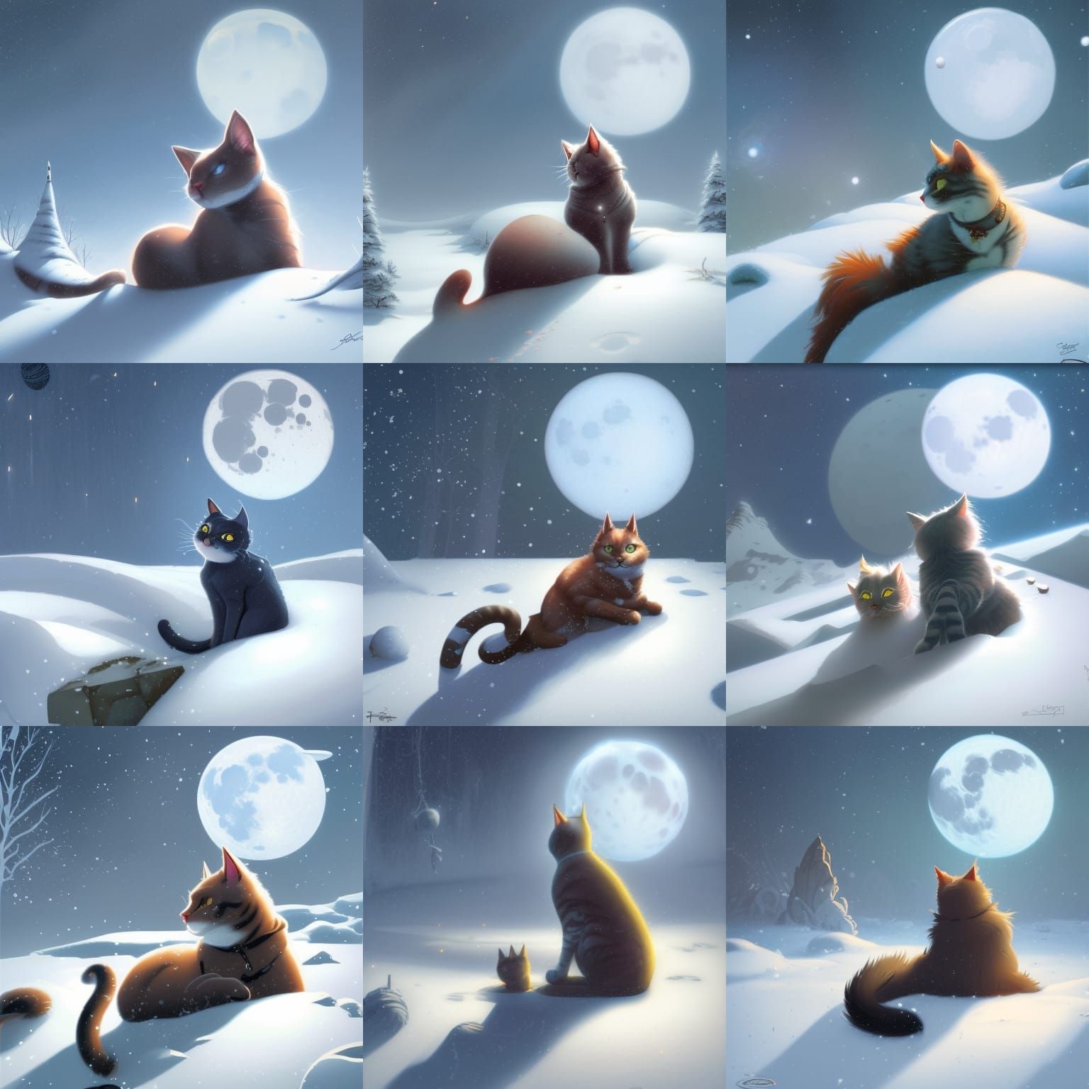 Cats in snow