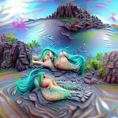 Two Mermaids Melting on an Alien Paradise Island 8K 3D