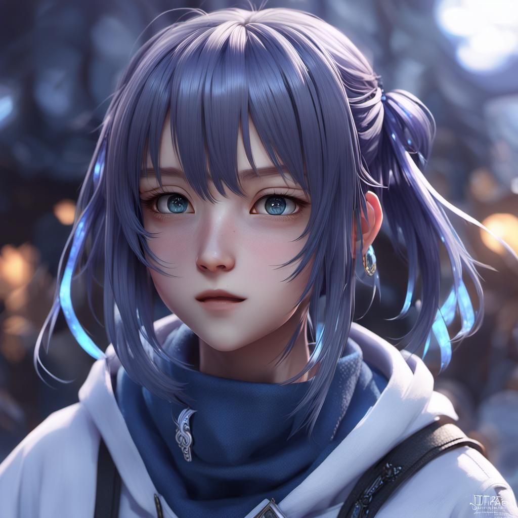 Anime Style Couple Embrace in Detailed 3D Art