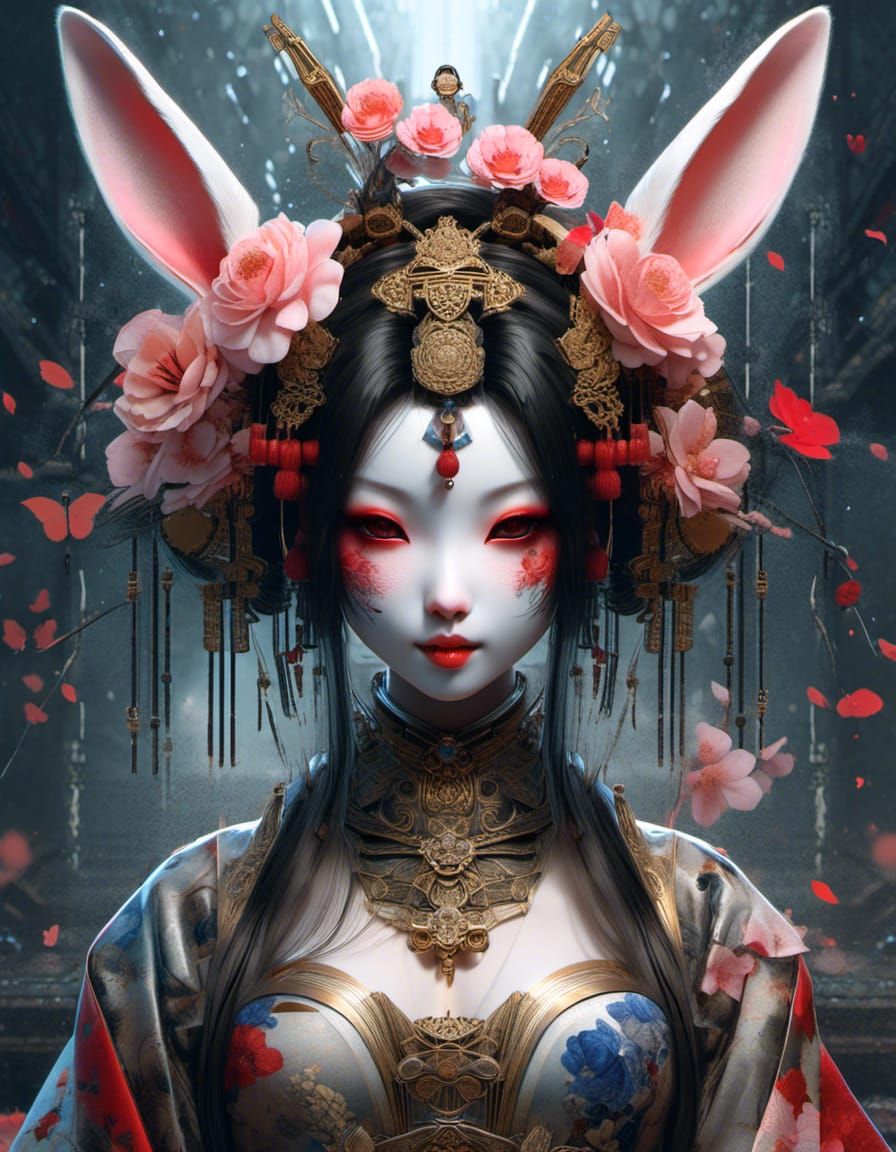 Cyberbunny geisha - AI Generated Artwork - NightCafe Creator