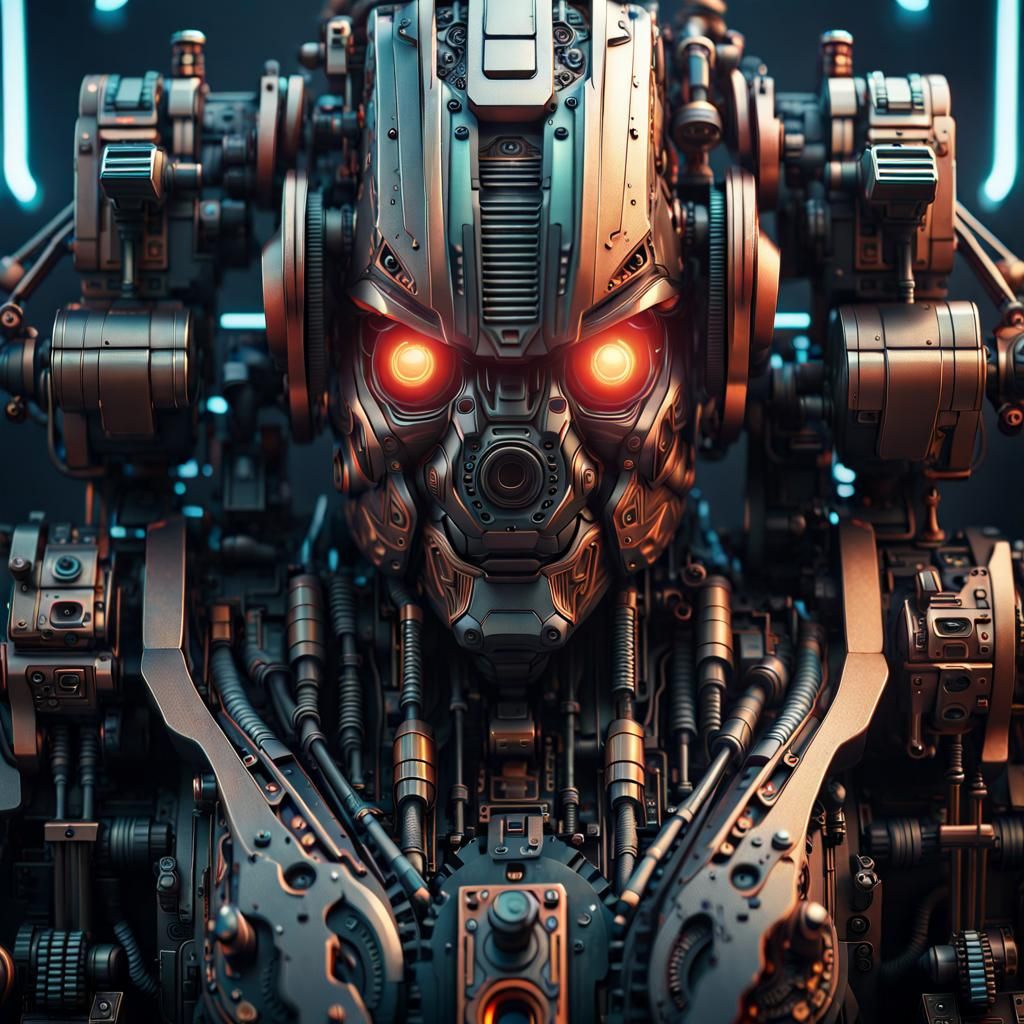 Tech House Cinematic Robot Face Epic cinematic brilliant stu...