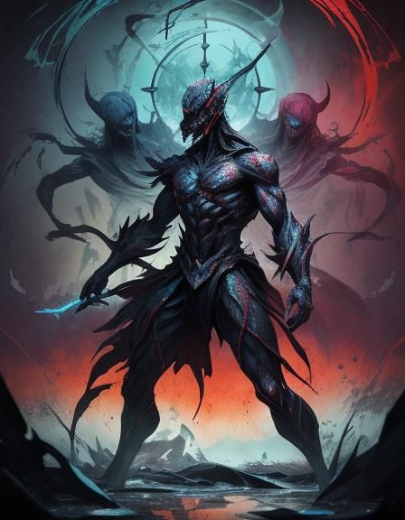 action of ripping demon in half and drinking falling blood e...