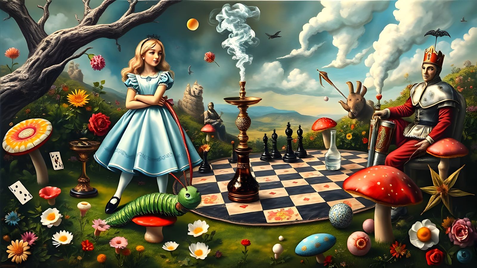 Alice in Surreal Chess Game Wonderland  by @Gary Murakami