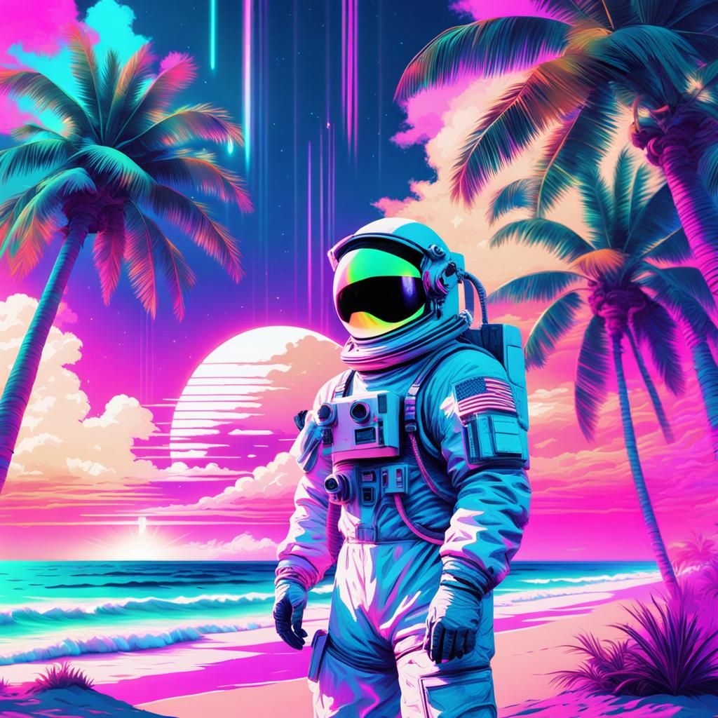 Astronaut on Palm Beach  by @MArt