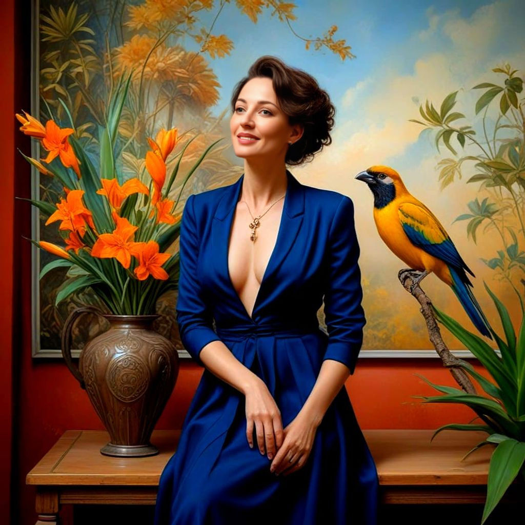 Elegant Lady in Whimsical Surroundings