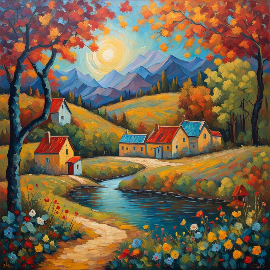childhood landscape painting