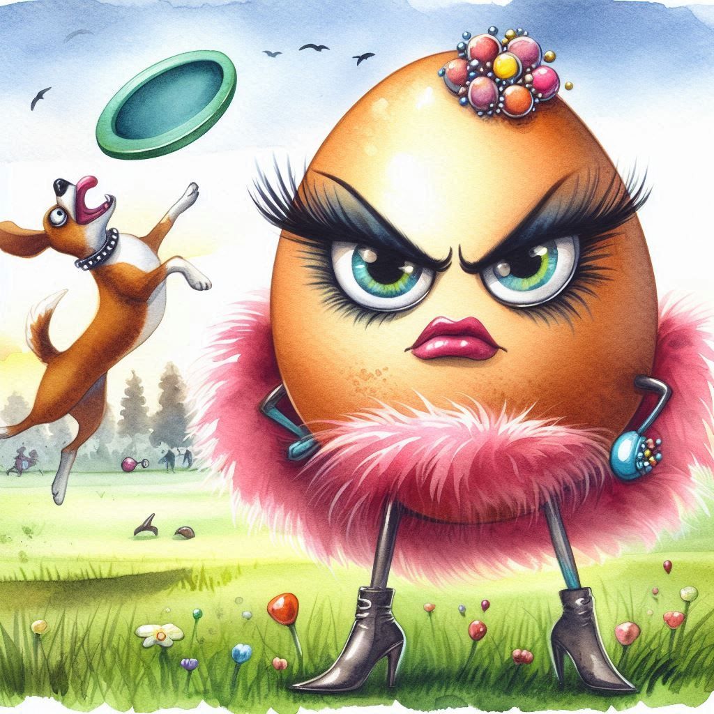 Angry egg. Photobombing