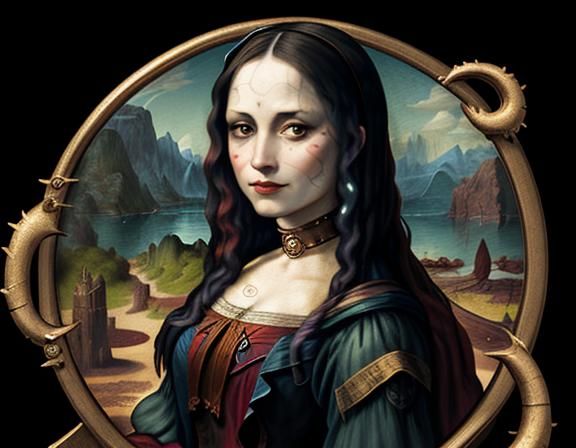 harley quinn as Mona lisa in the style of beatrix potter