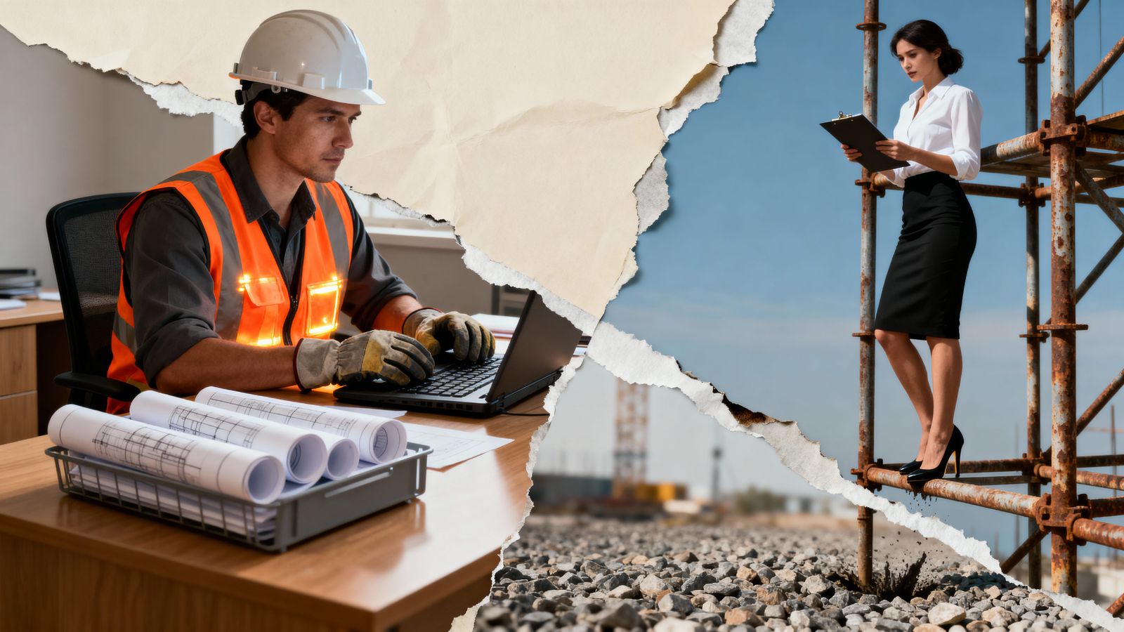 Construction Worker ↔ Office Secretary  by @NorthStar