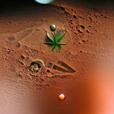 Mars and a cannabis leaf.