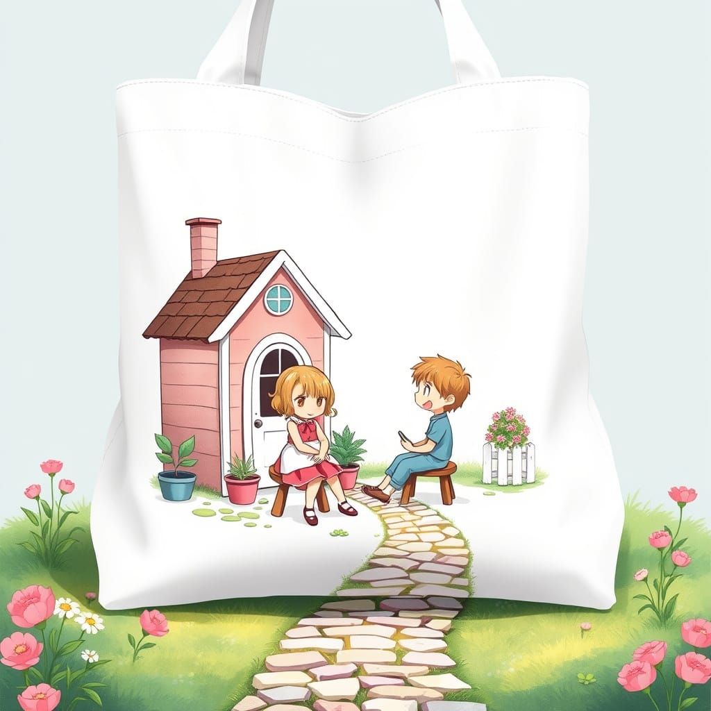 Anime Children's Playhouse on Tote Bag Illustration