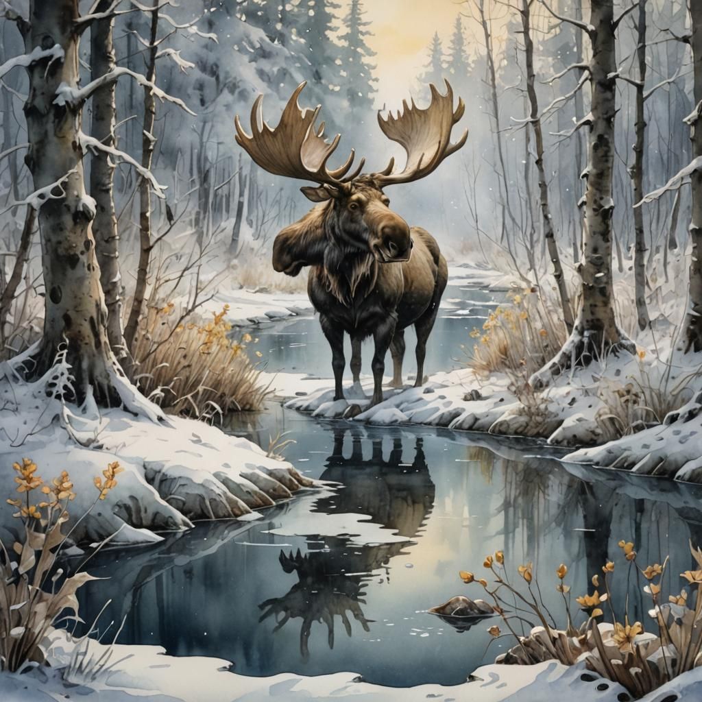 Jean-Baptiste Monge-style ultra HD watercolor and ink painti...