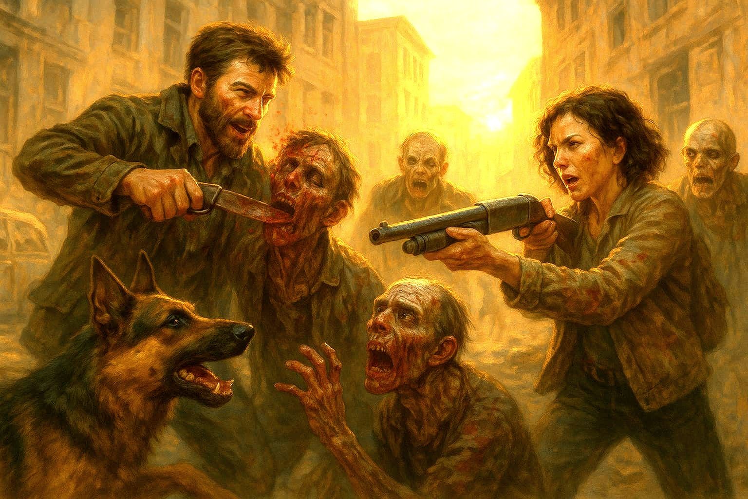 Survivors fighting a hollow horde