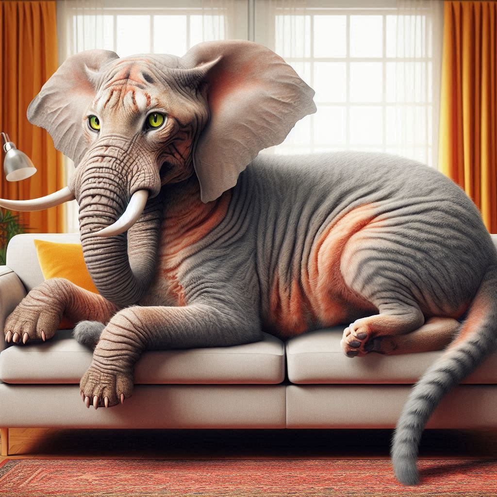 The elephant in the room is on the sofa again, get the spray...