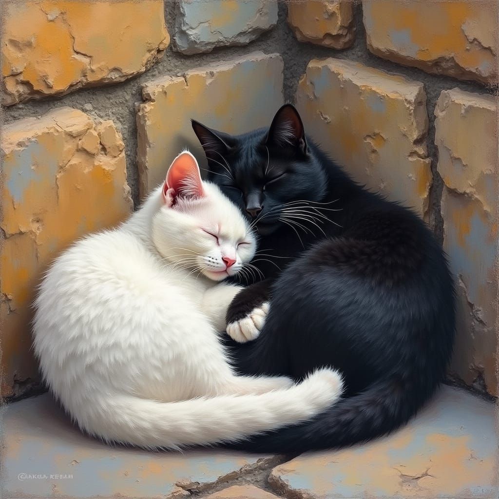 חתולים חמודים ישנים ביחד